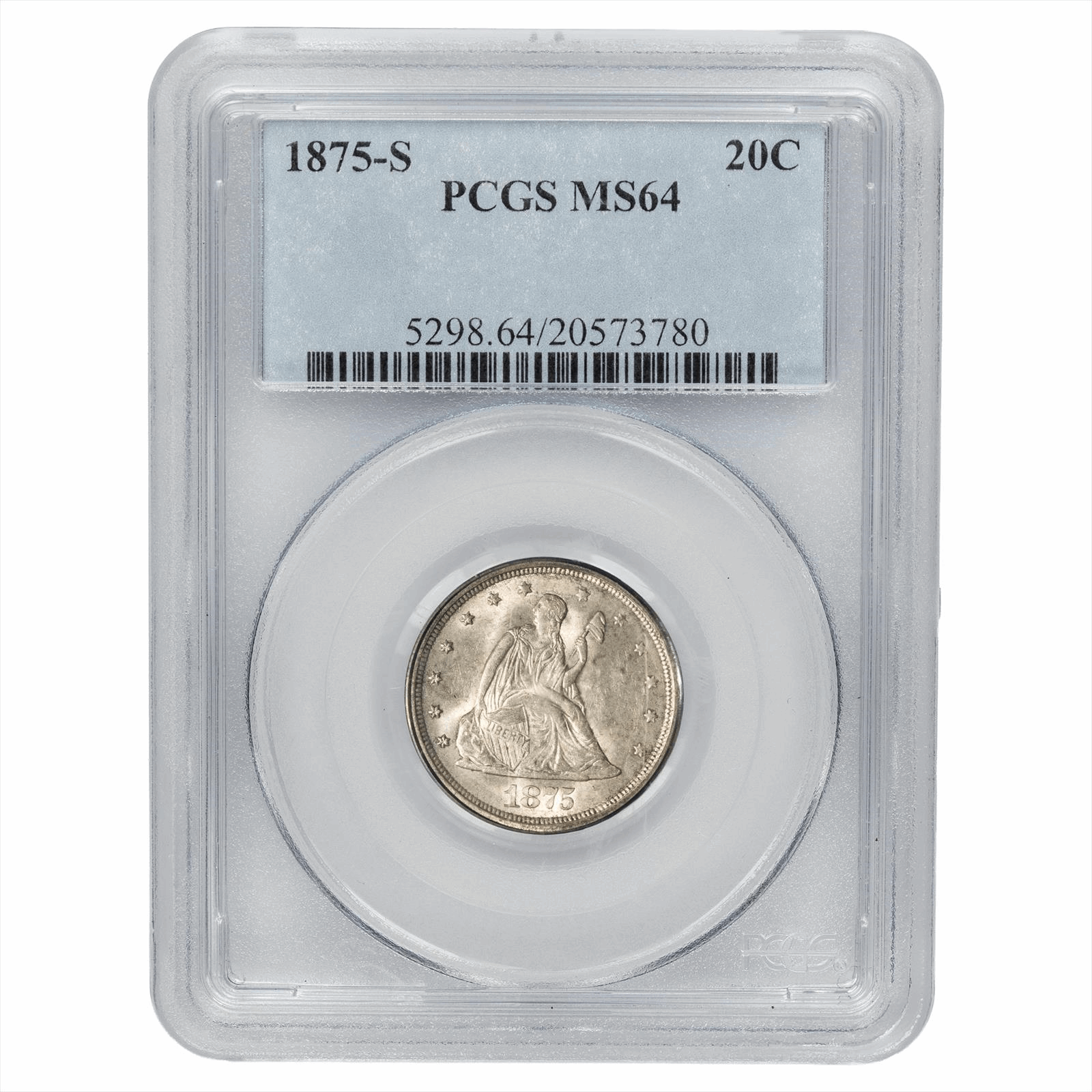1875-S Seated Liberty Twenty Cent 20C PCGS MS 64