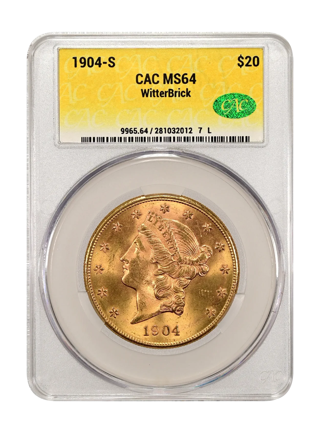 1904-S $20 CACG MS 64 WitterBrick