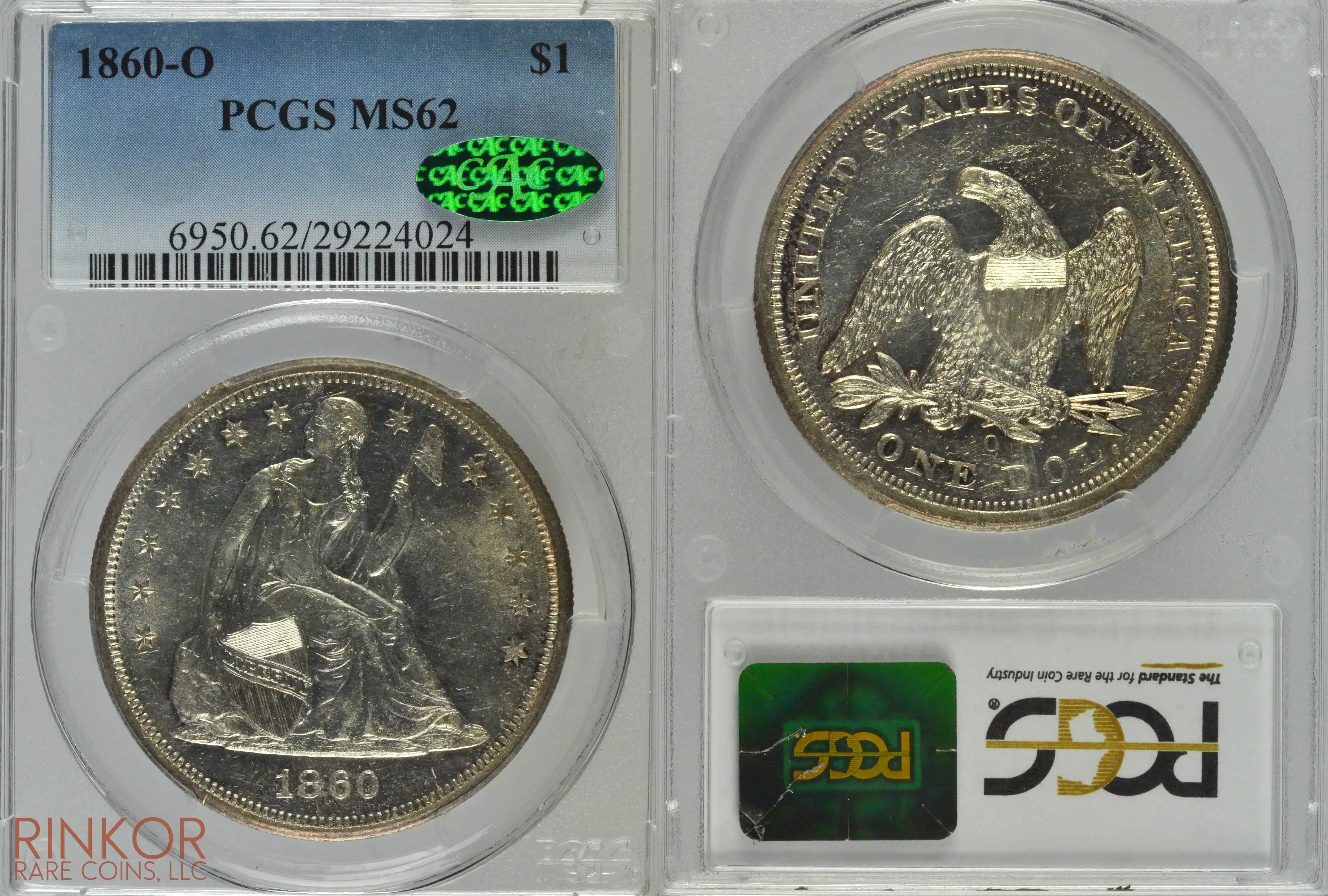 1860-O $1 PCGS MS 62 CAC