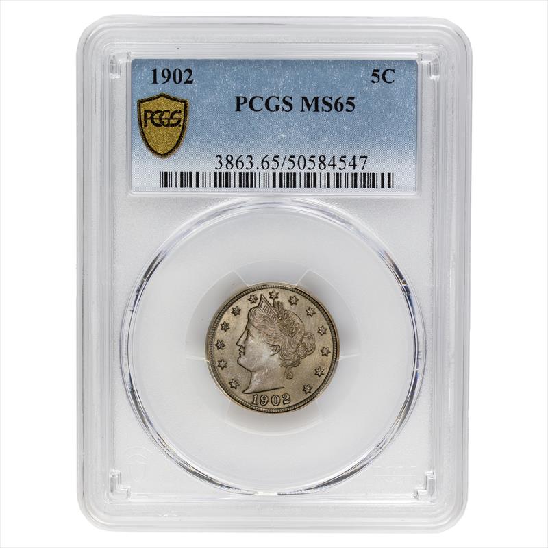 1902 Liberty V Nickel, 5C PCGS MS 65