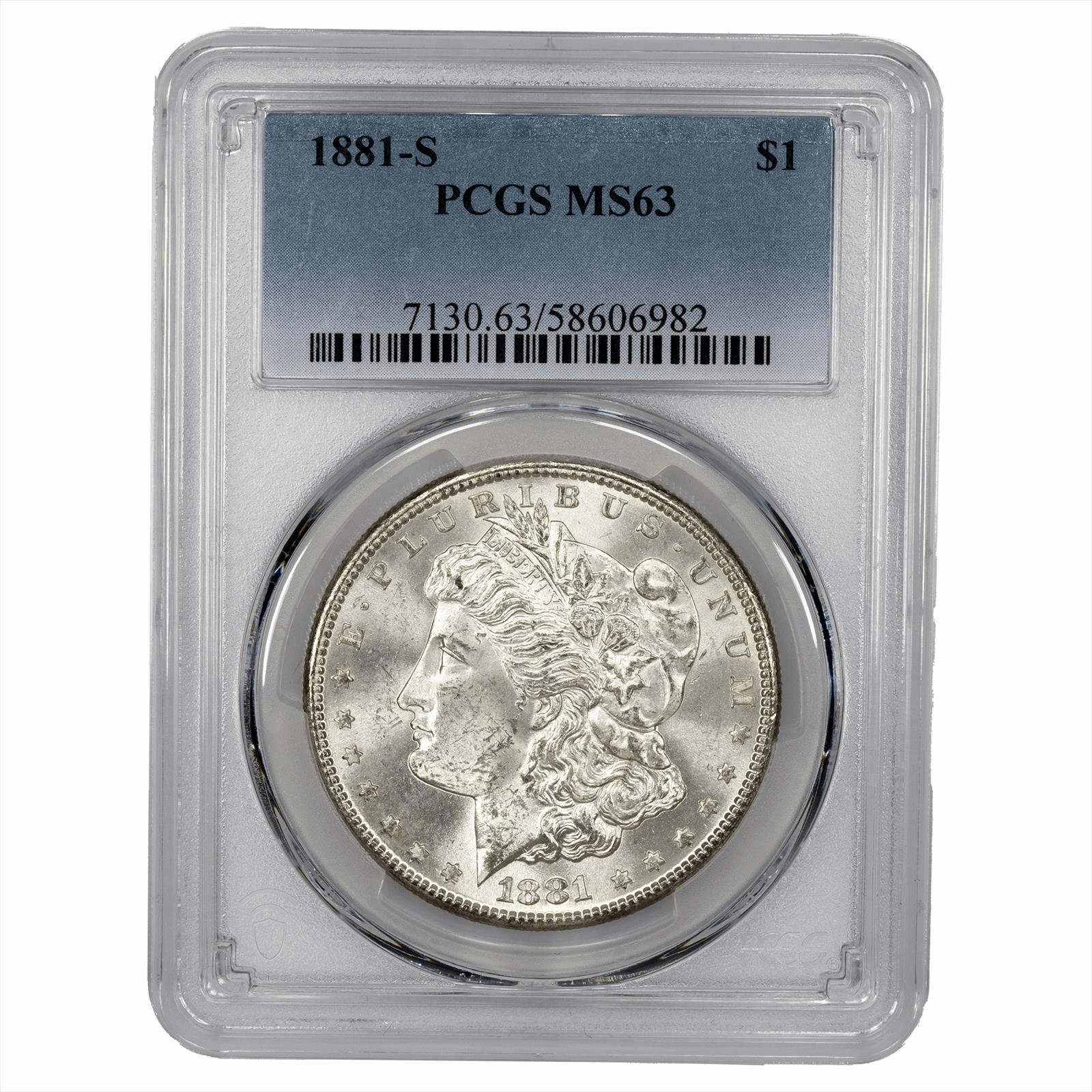 1881-S Morgan Silver Dollar $1 PCGS MS 63