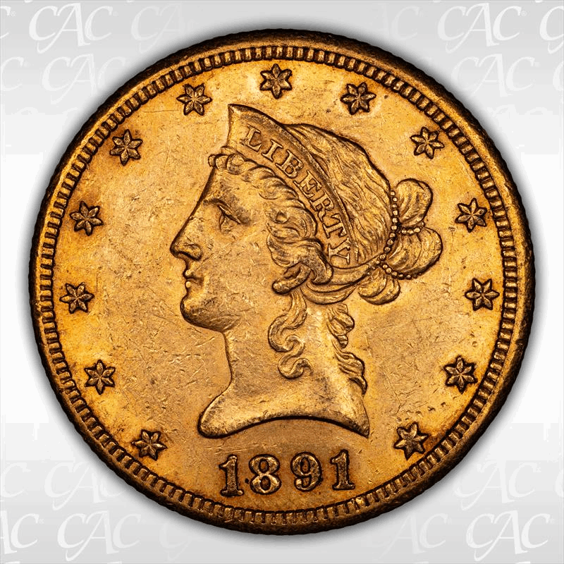 1891-CC $10 CACG AU-55