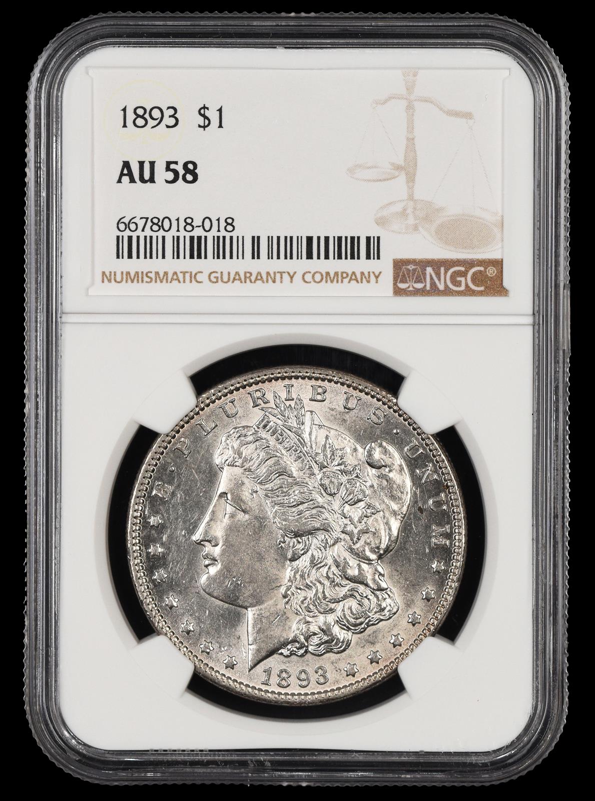 1893 $1 NGC AU-58