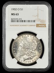 1902 O $1 NGC MS 63