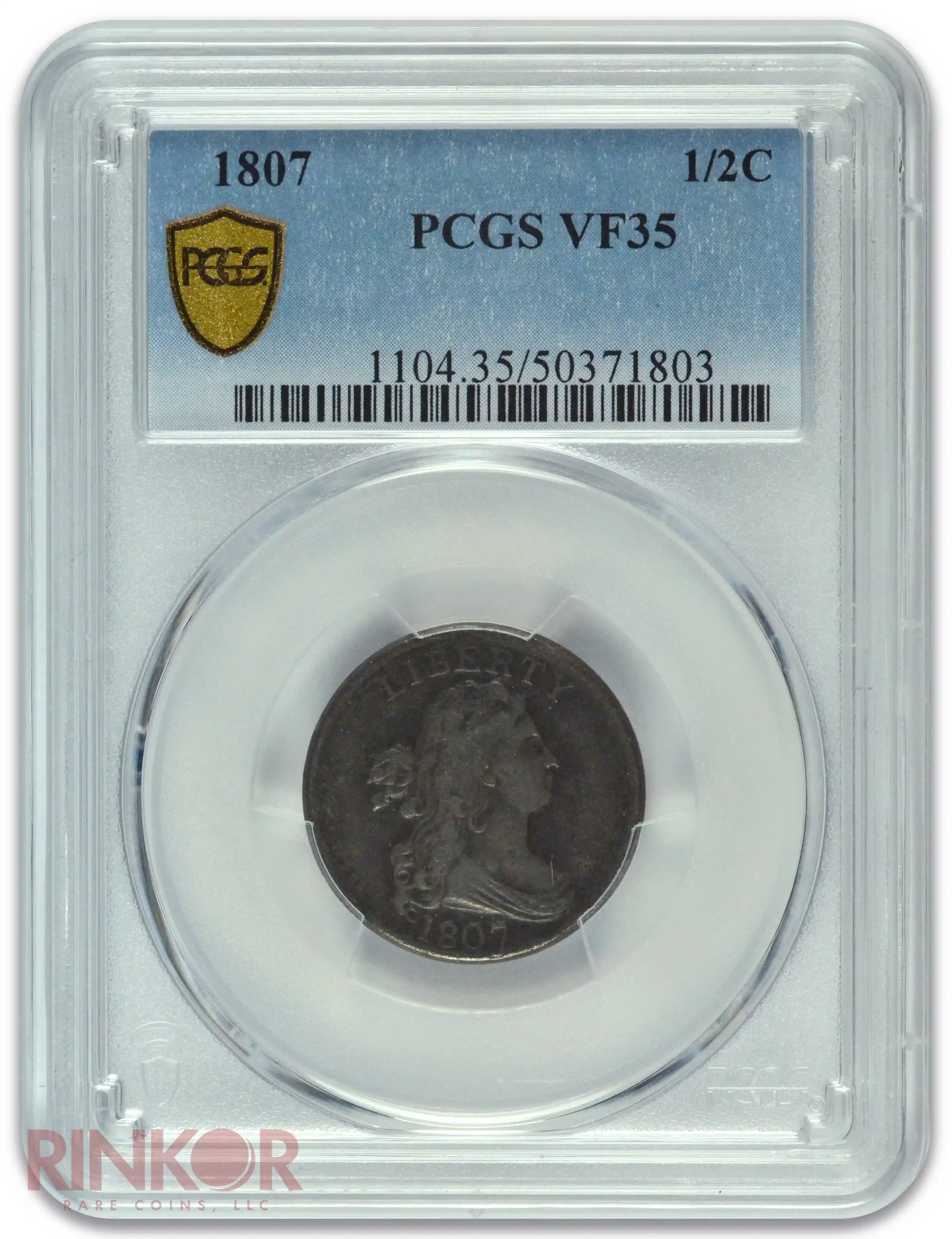 1807 Draped Bust Half Cent PCGS VF-35