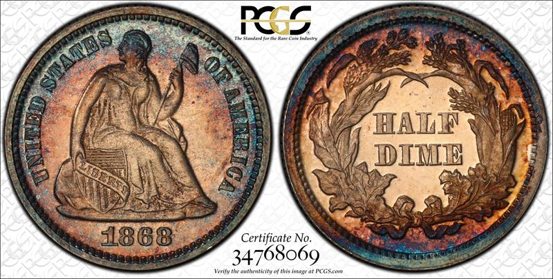 1868 H10C PCGS PR 66 CAC