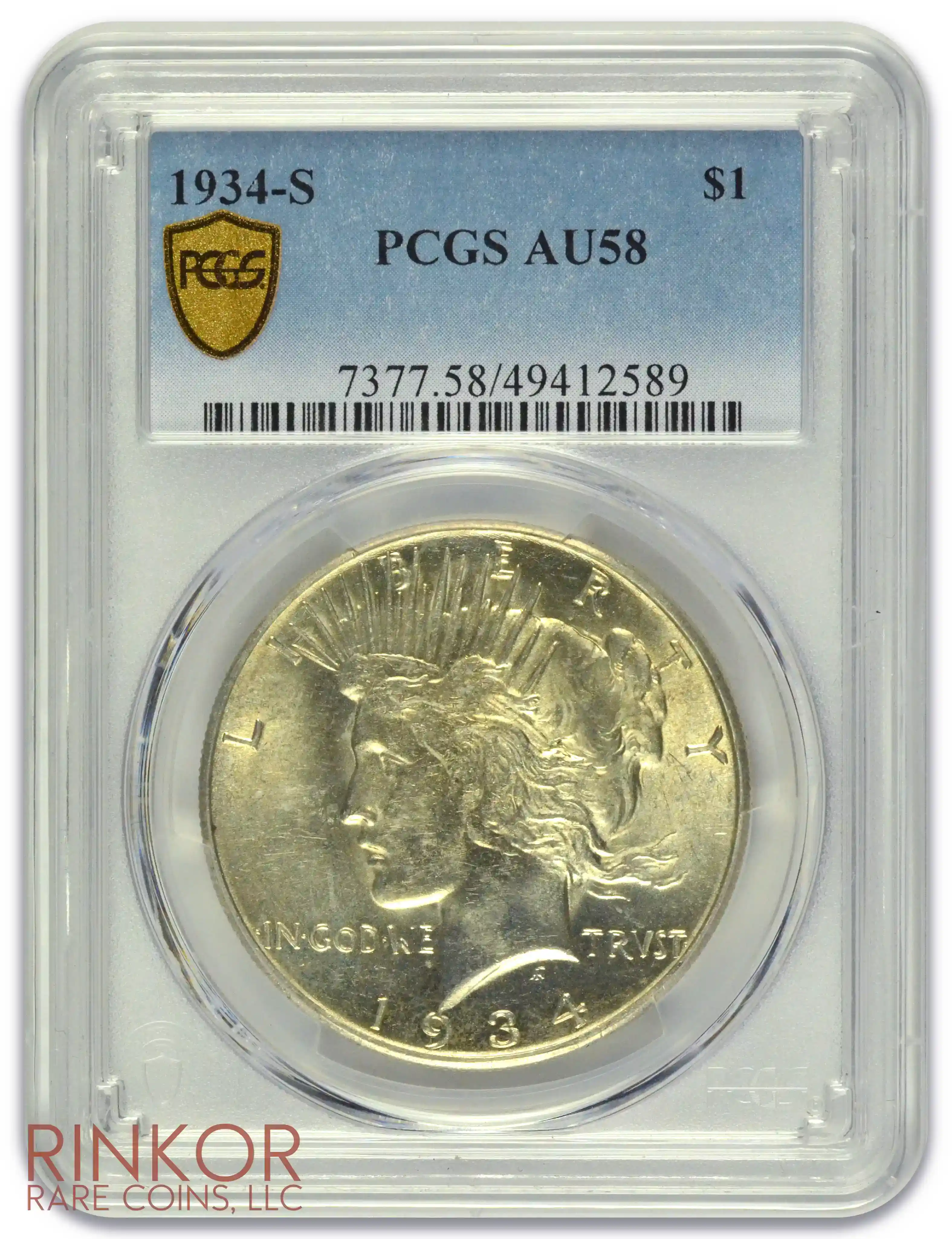 1934-S $1 PCGS AU-58