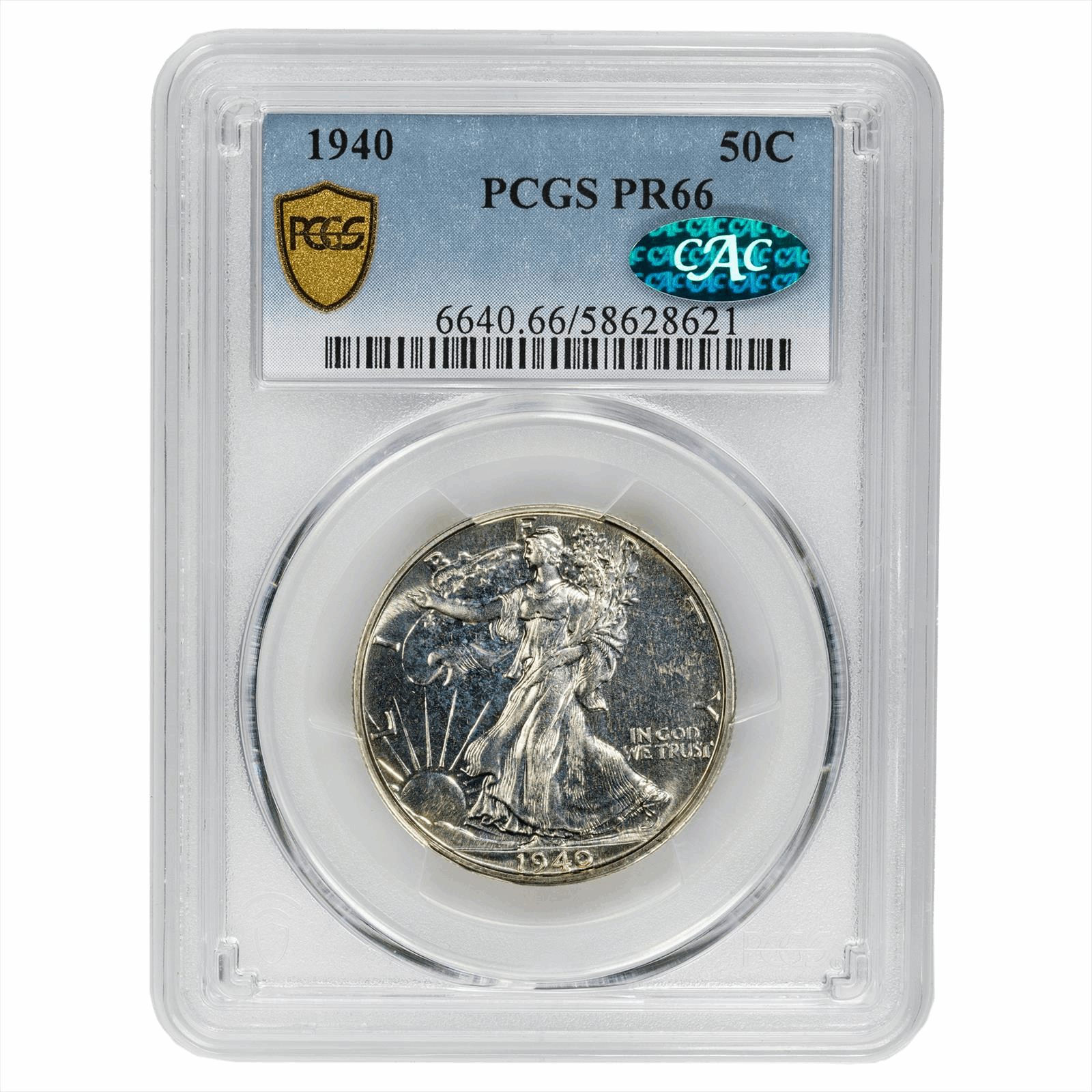 1940 Walking Liberty Half Dollar 50C PCGS PR 66 CAC