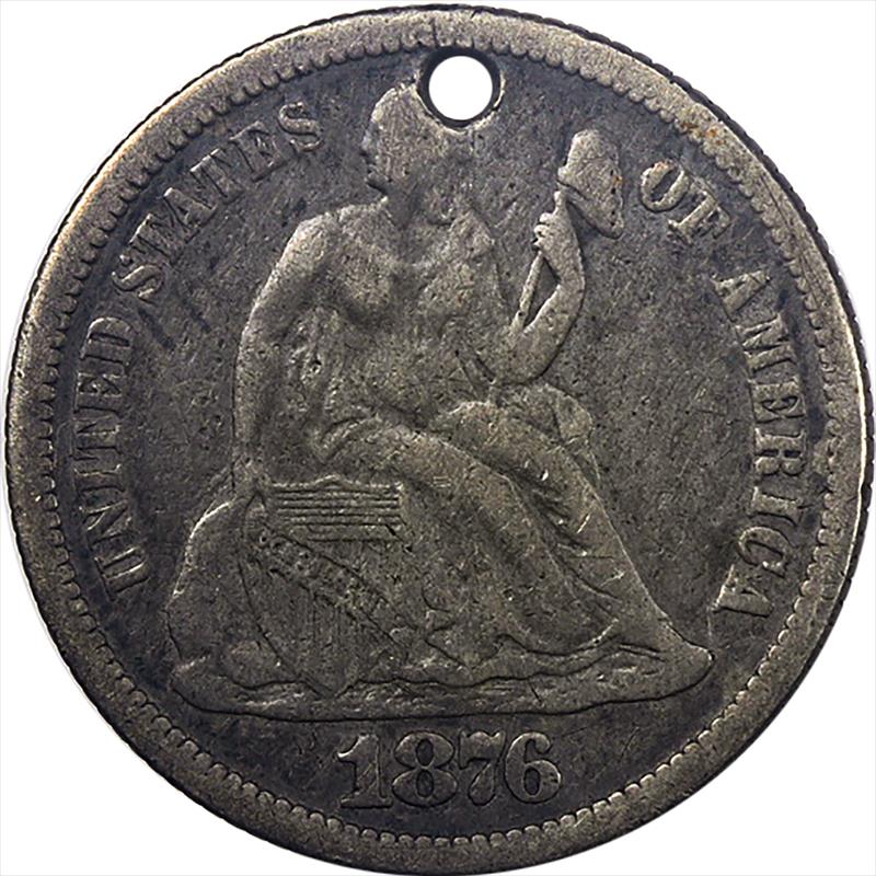 Love Token on 1876 Seated Liberty Dime 