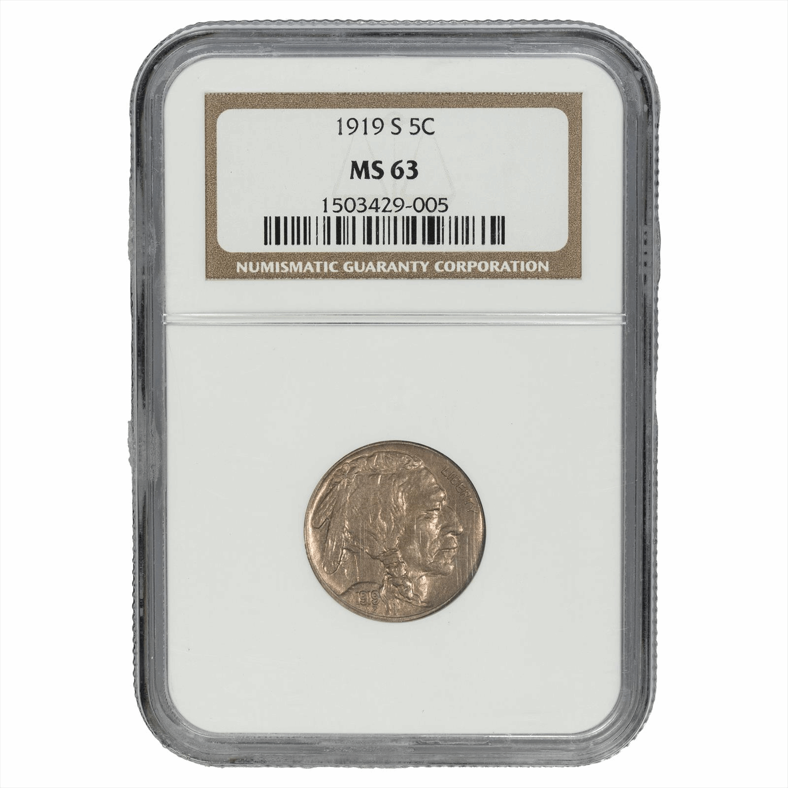 1919 S Buffalo Nickel 5C NGC MS 63
