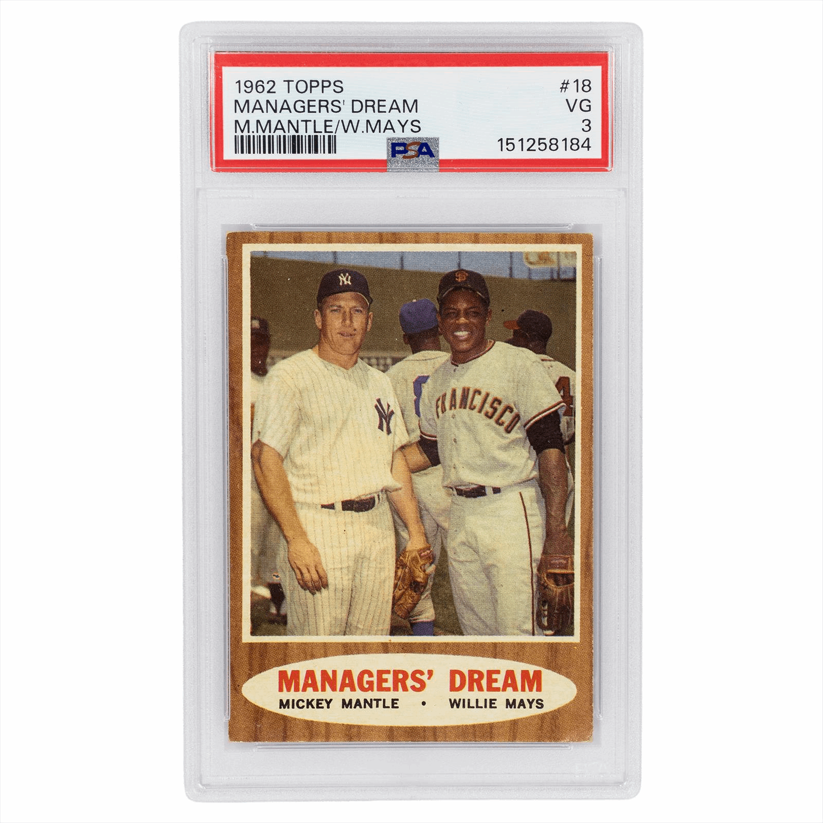 1962 Topps Managers Dream Mantle / Mays #18 PSA VG 3 Cert #151258184