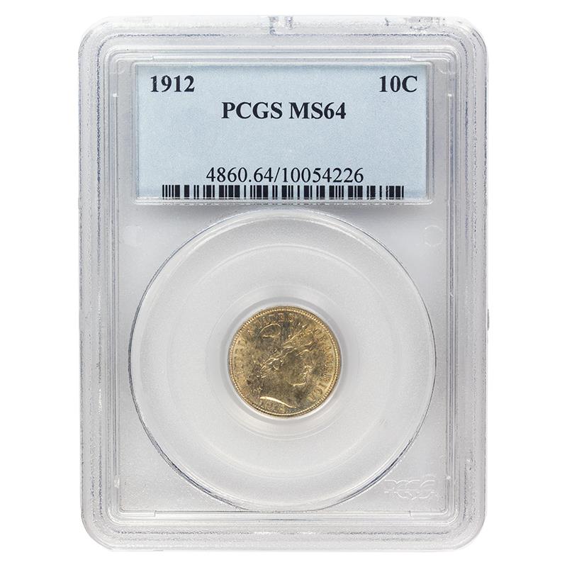 1912 Barber Dime, 10C PCGS MS 64 