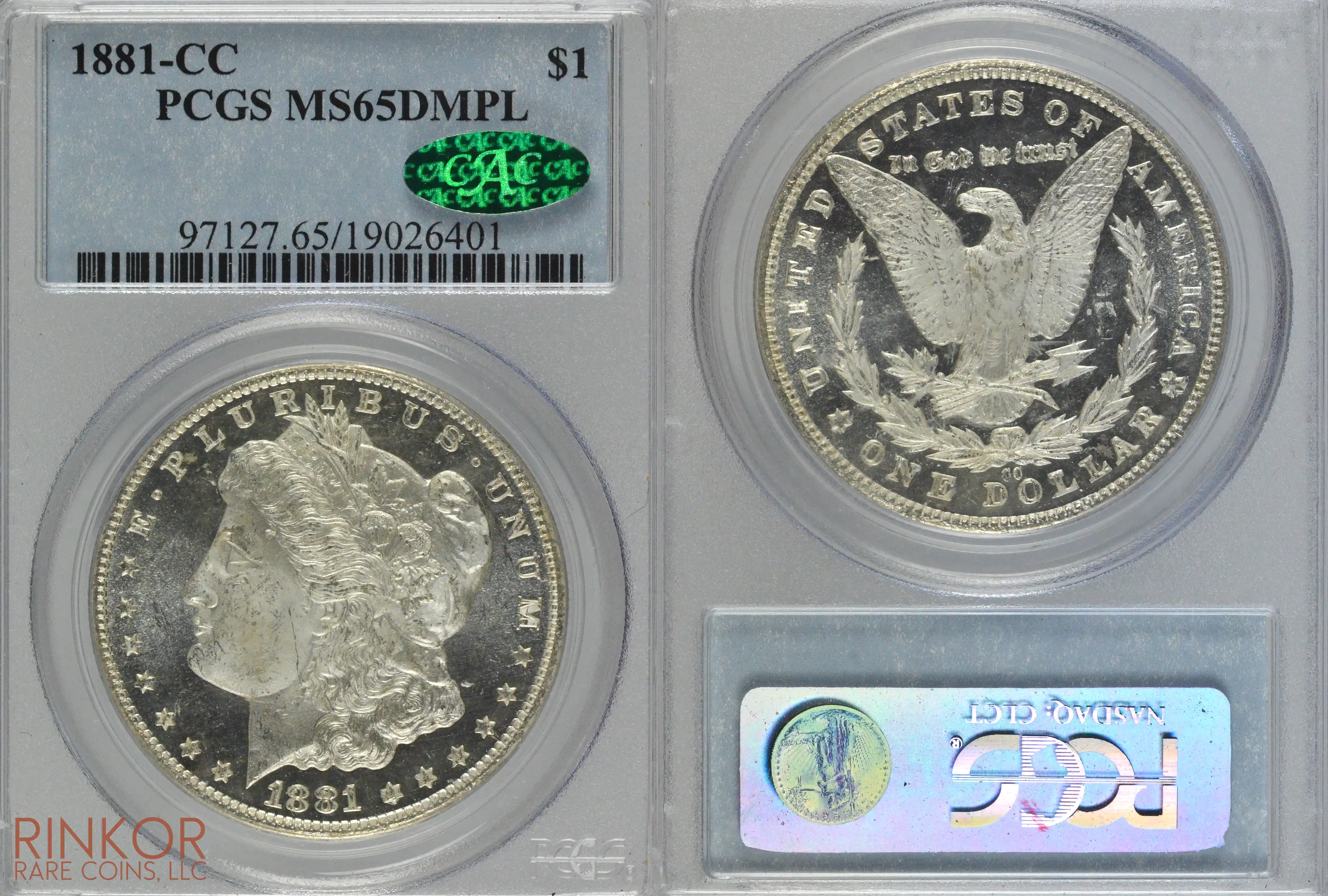 1881-CC $1 PCGS MS 65 DMPL CAC
