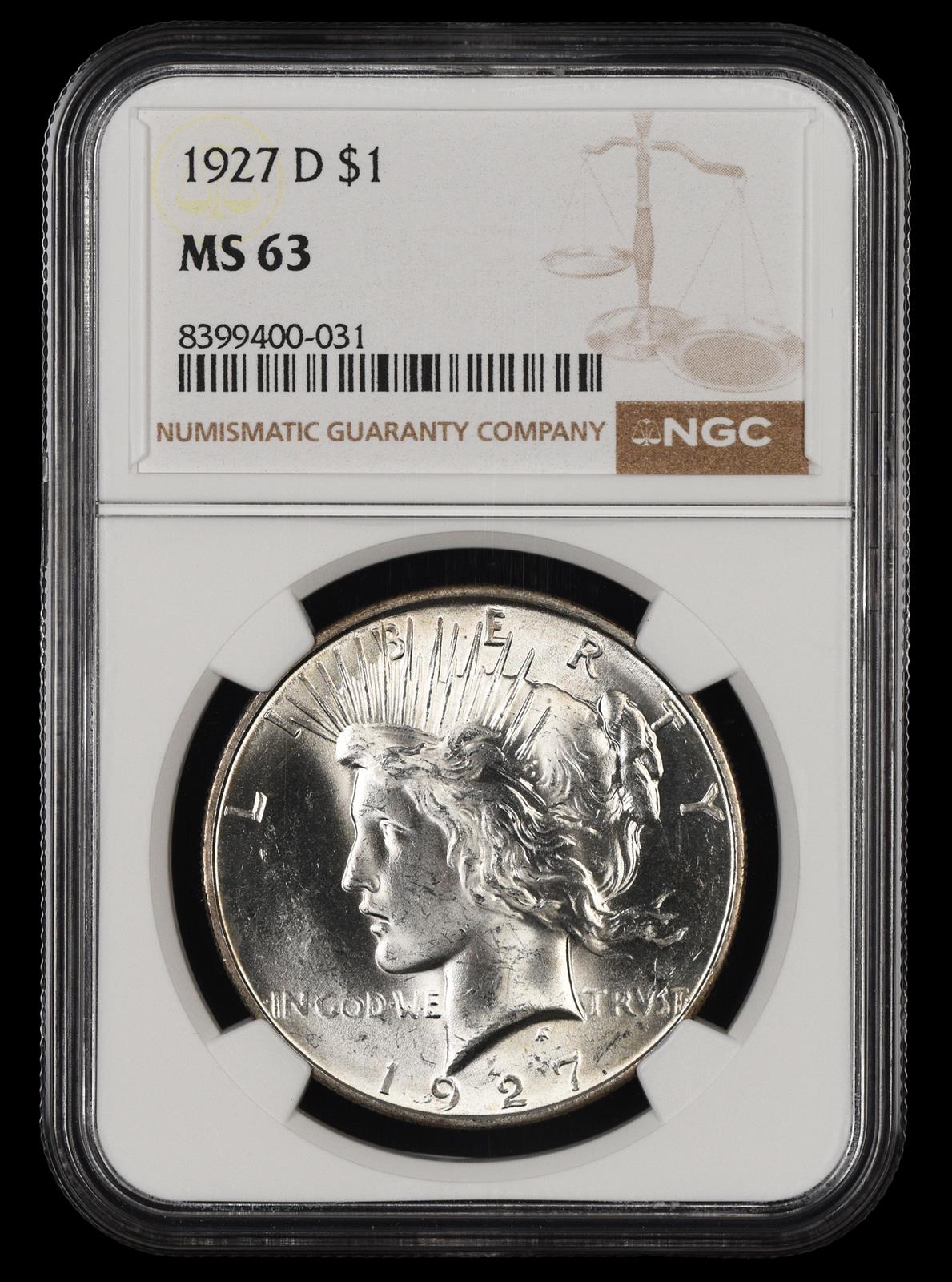 1927 D $1 NGC MS63