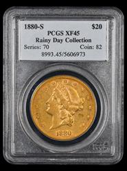 1880-S $20 Gold Rainy Day Collection PCGS XF-45