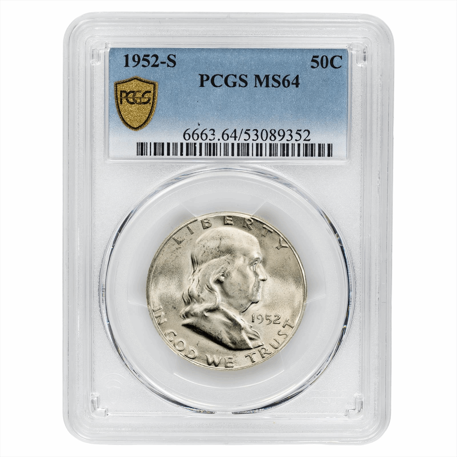 1952-S Franklin Half Dollar 50C PCGS MS 64