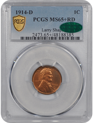 1914-D Lincoln PCGS  CAC RD 65+