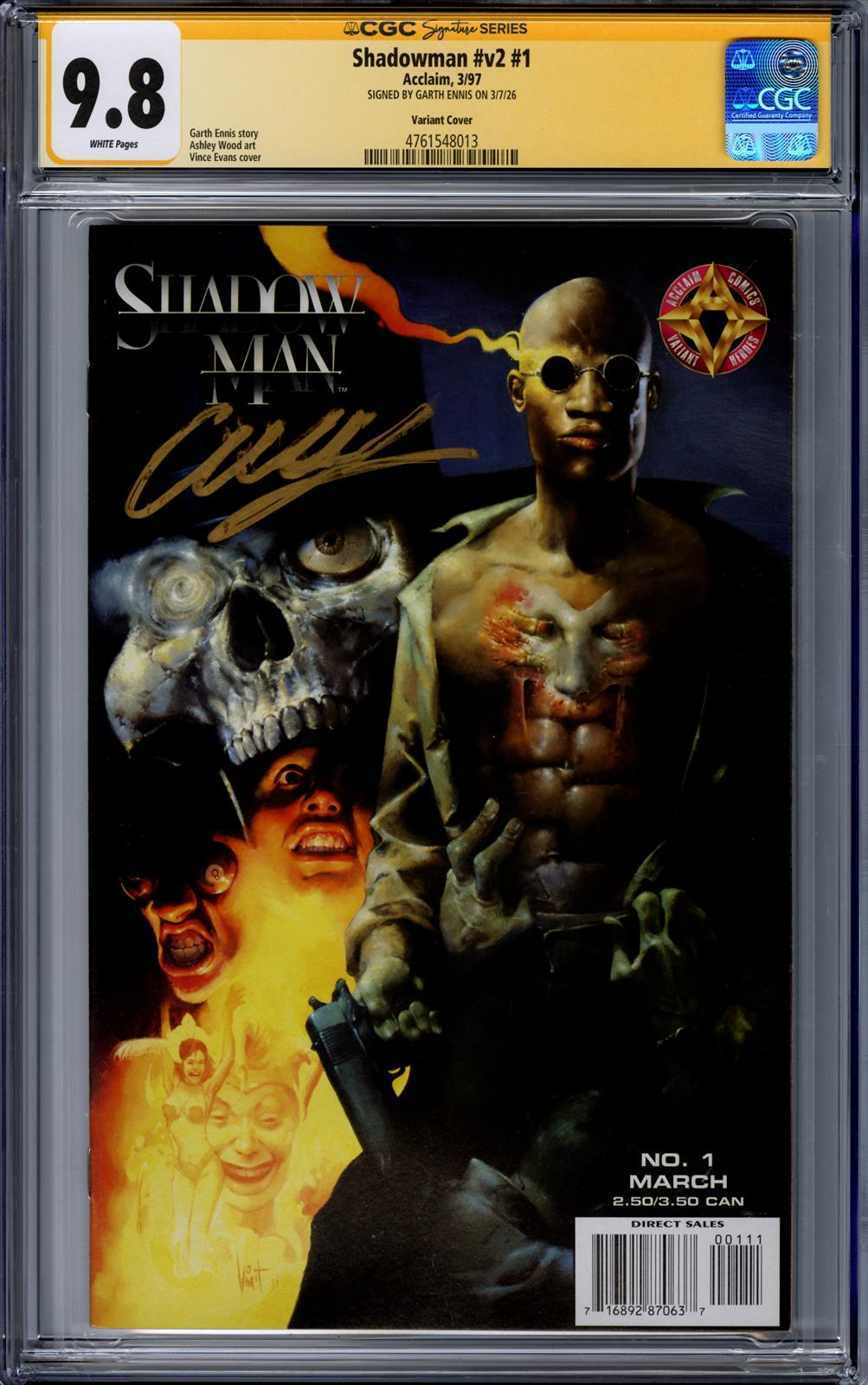 Shadowman #v2 #1 Acclaim 3/97 Signed by Garth Ennis CGC 9.8