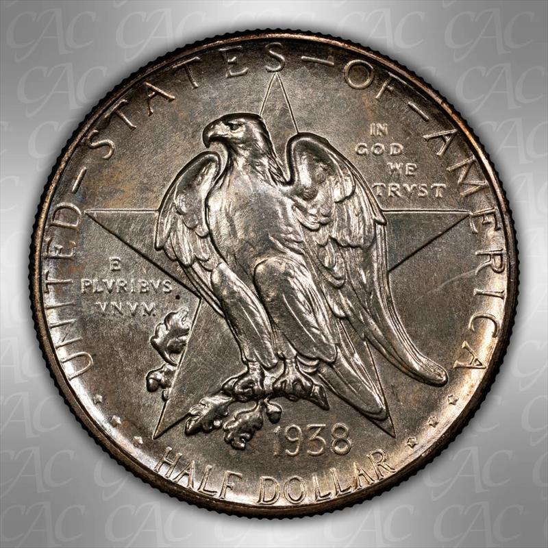 1938-D Texas 50c CACG MS 67