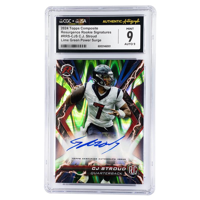 2024 Topps Composite Resurgence Rookie Signatures Lime Green Power Surge #RRS-CJS CGCxJSA Mint 9 Auto 9 