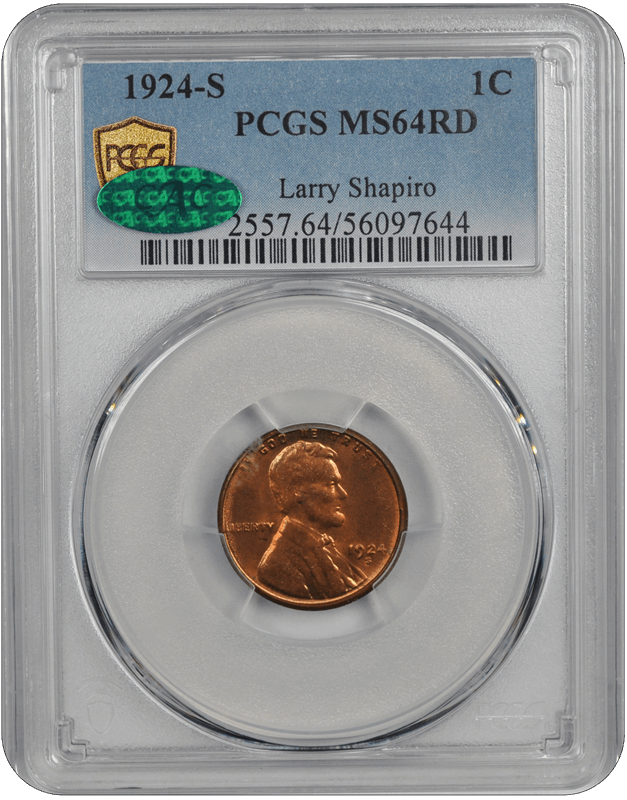 1924-S Lincoln PCGS CAC MS RD 64