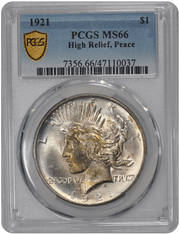 1921 $1 Peace Dollar - Type 1 High Relief PCGS  #3648-3 MS66