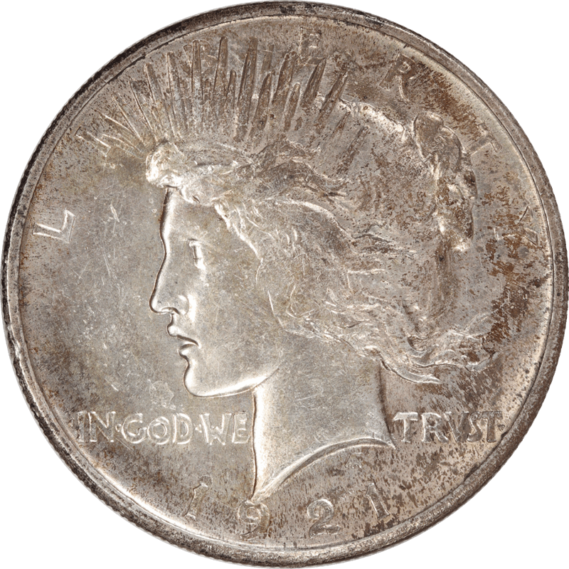 1921 Peace Silver Dollar, $1 Uncirculated - High Relief First Year of Issue