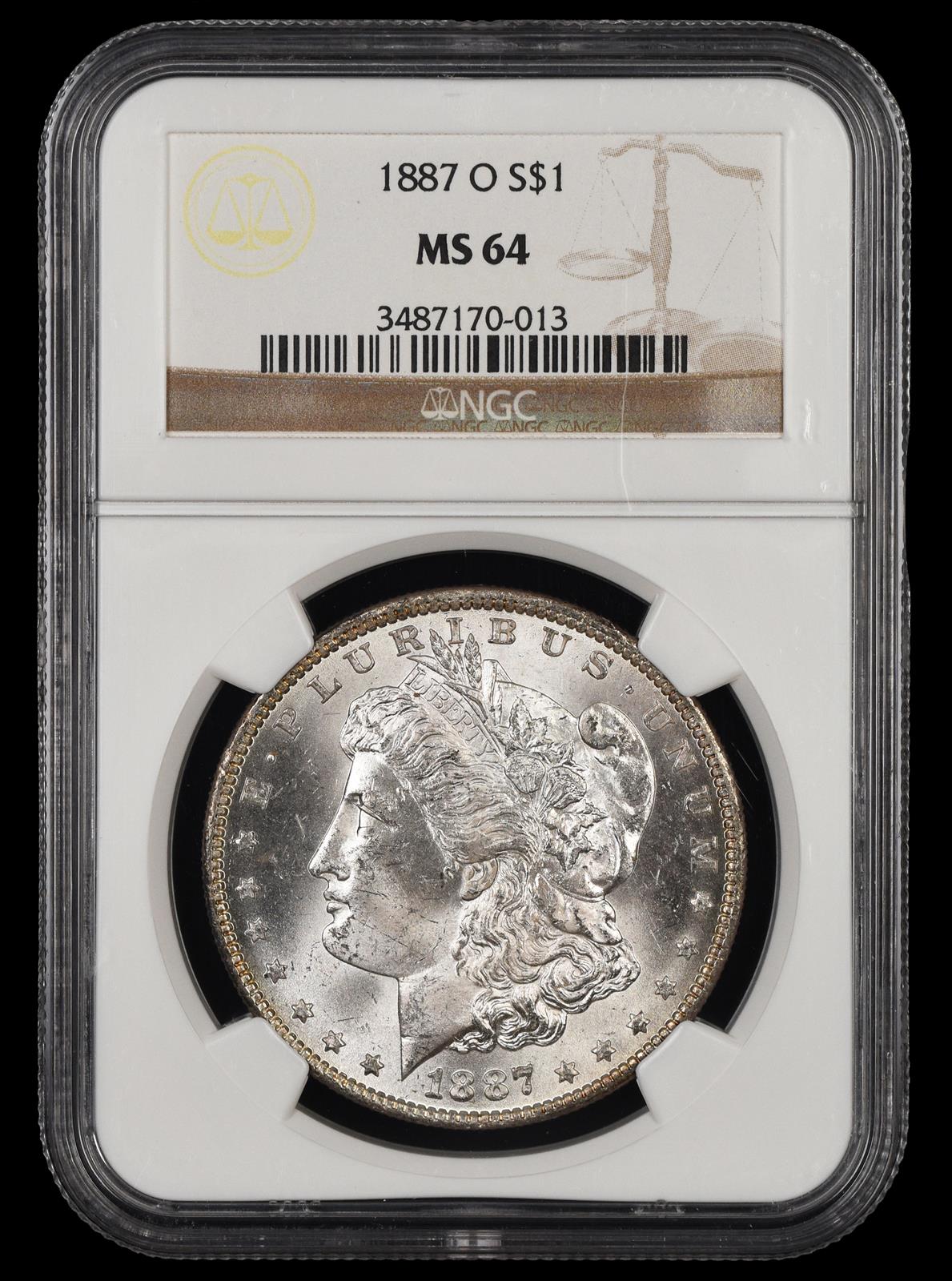 1887 O $1 NGC MS 64