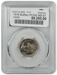 1914 Buffalo PCGS CAC MS 67 