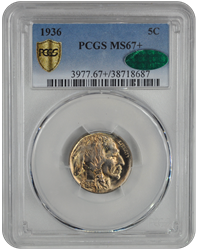 1936 Buffalo PCGS CAC MS 67+