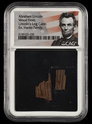 Abraham Lincoln Wood from Lincolns Log Cabin Ex Hanks Family CAG Certified 
