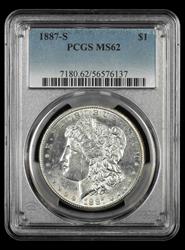 1887 S $1 PCGS  MS62