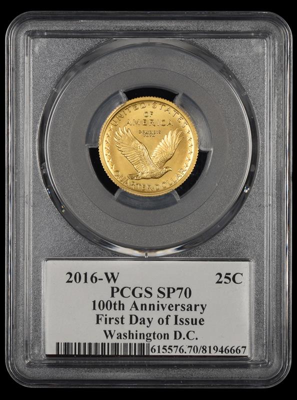 2016-W 25C PCGS 100th Anniversary FDOI SP70