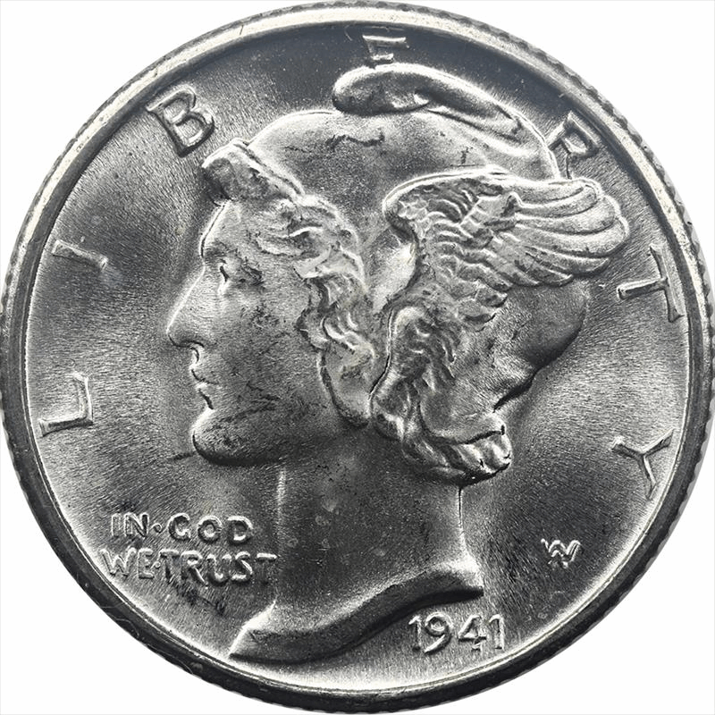 1941-D Mercury Dime 10c Choice Uncirculated - Nice Original Coin 