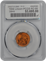 1934 Lincoln PCGS RD 68