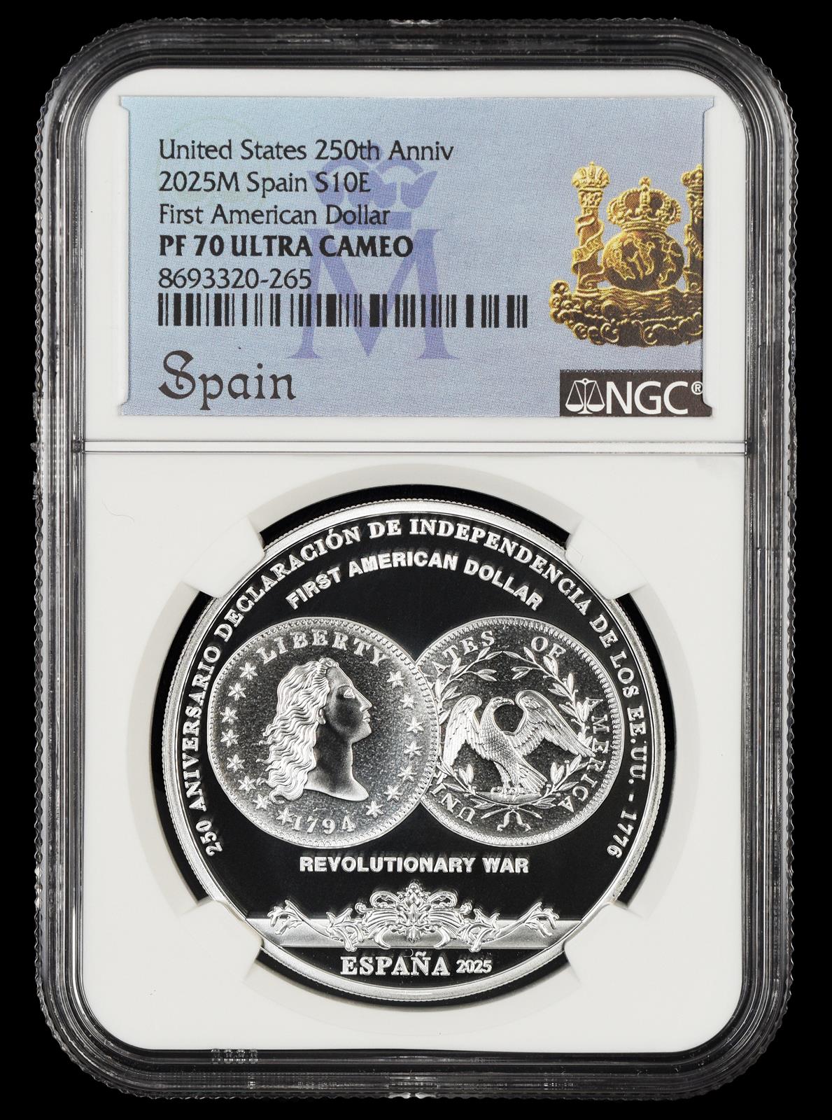 2025 M Spain 10 Euro First American Dollar NGC PF70 UCAM