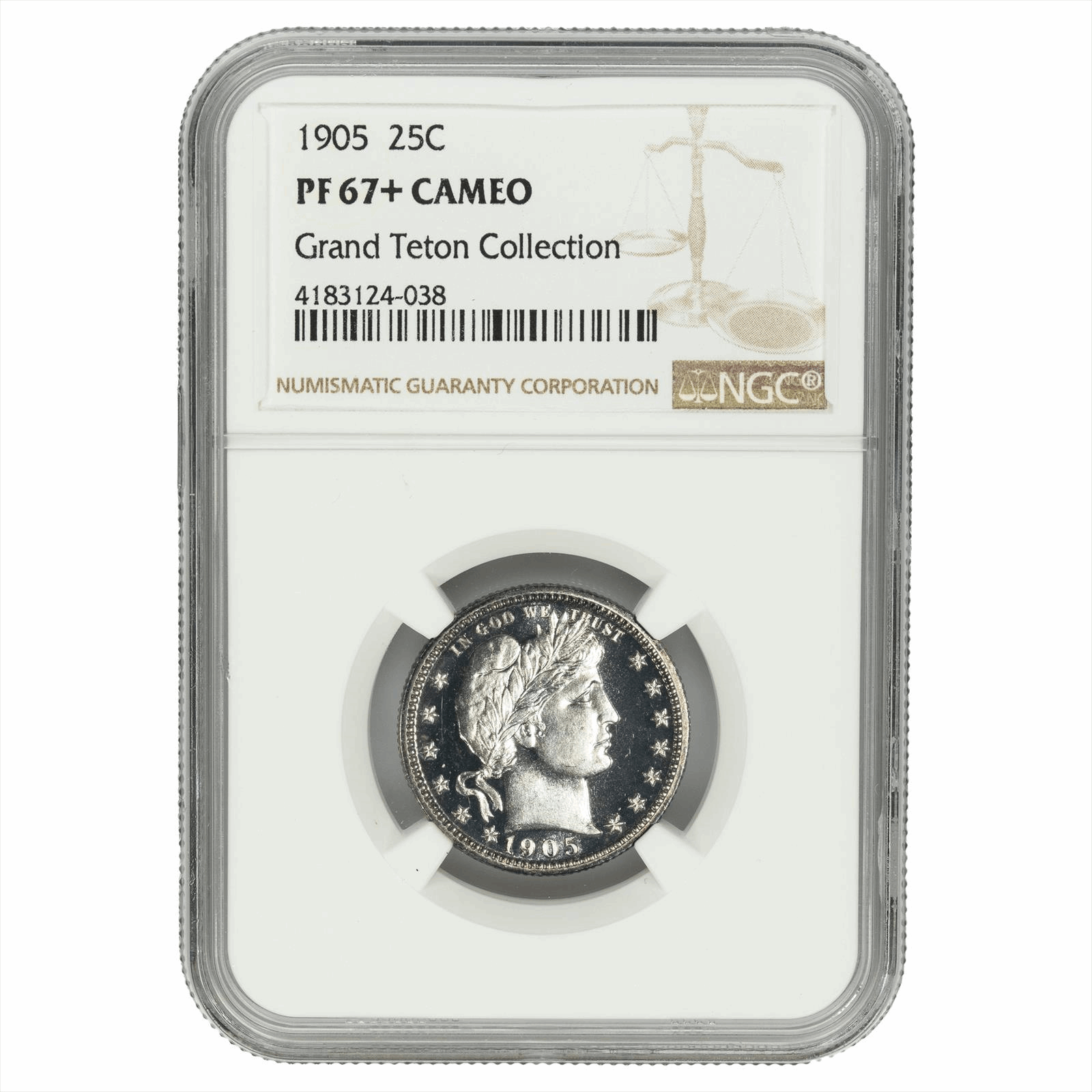 1905 Barber Quarter 25C Grand Teton Collection NGC PF 67+ CAMEO