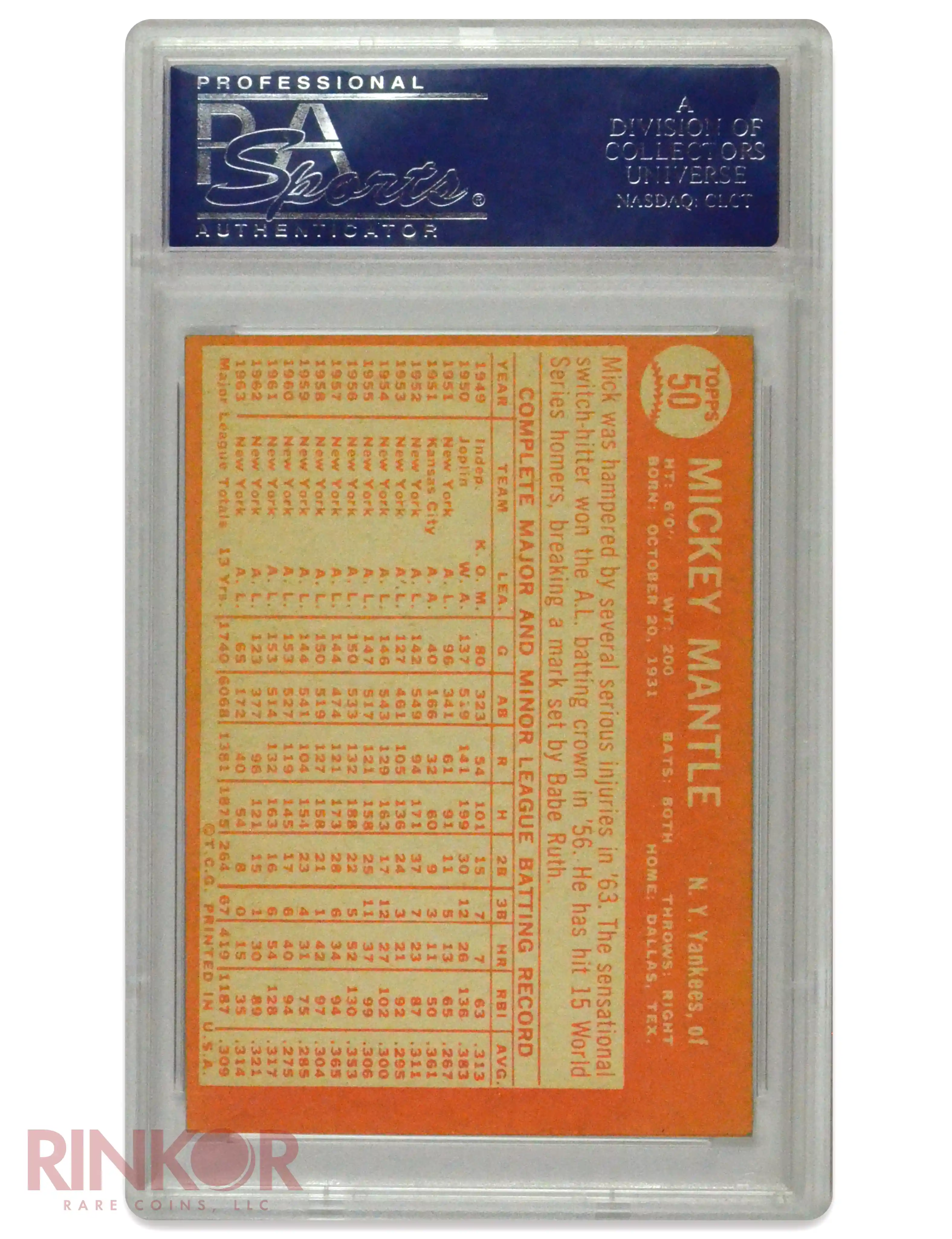 1964 Topps Mickey Mantle #50 PSA EX-MT 6