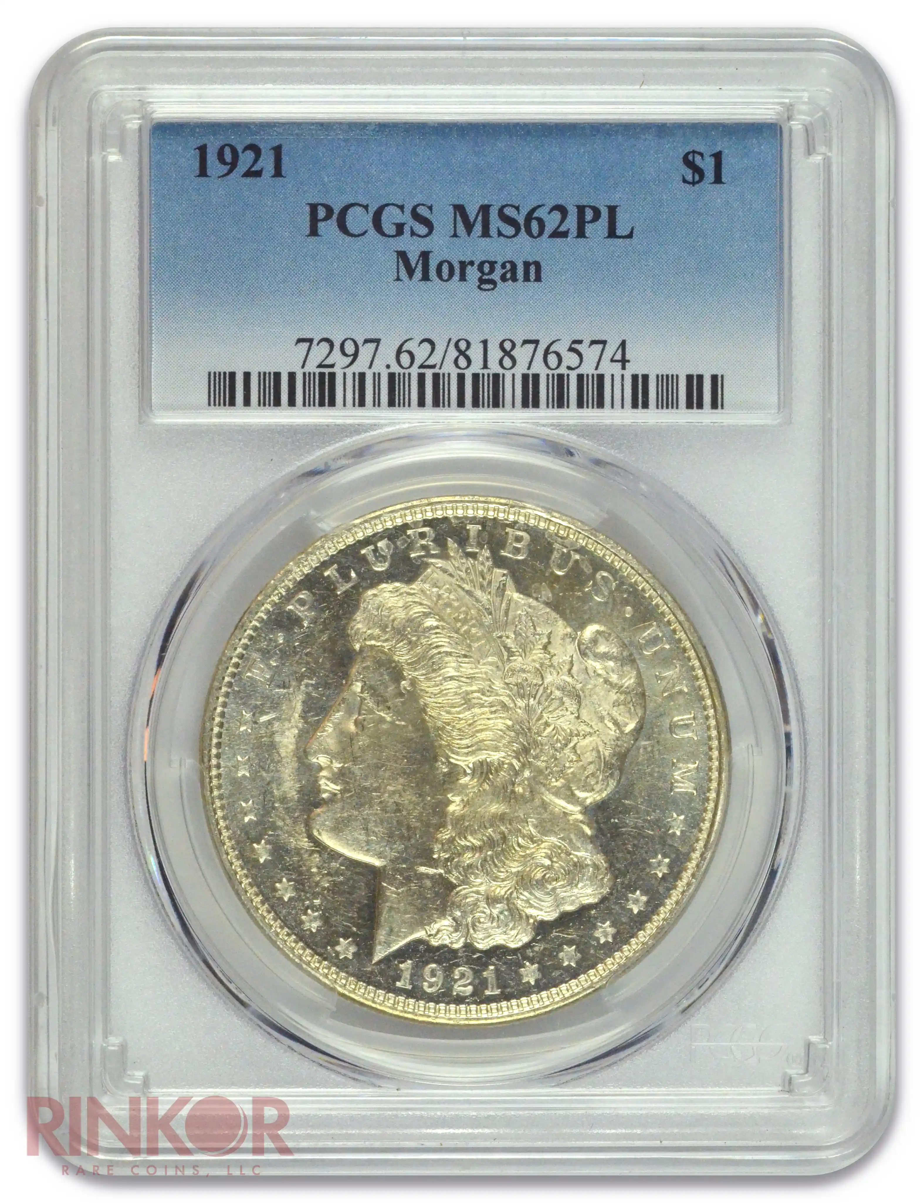 1921 $1 Morgan Dollar PCGS MS 62 PL