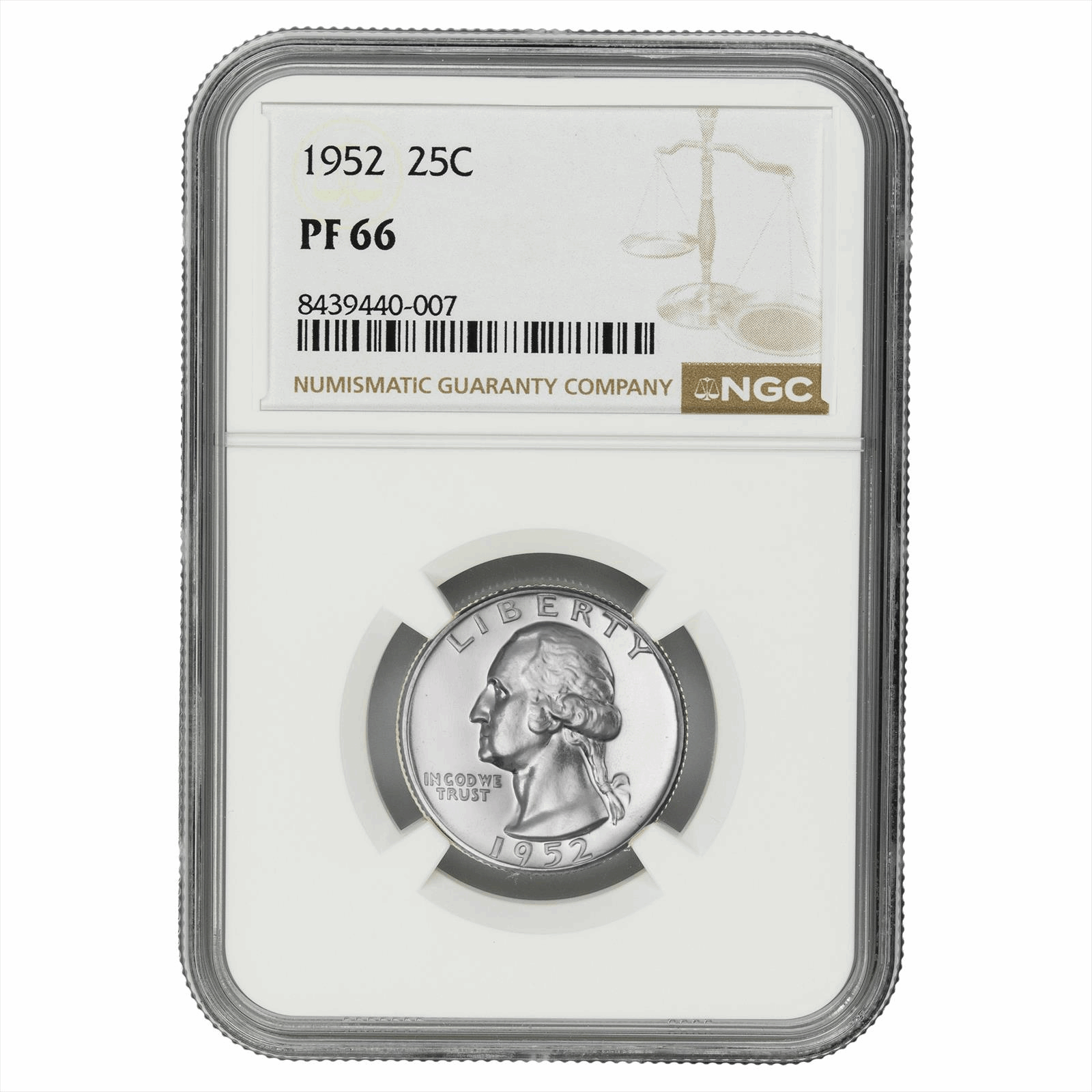 1952 Washington Quarter 25C NGC PF 66