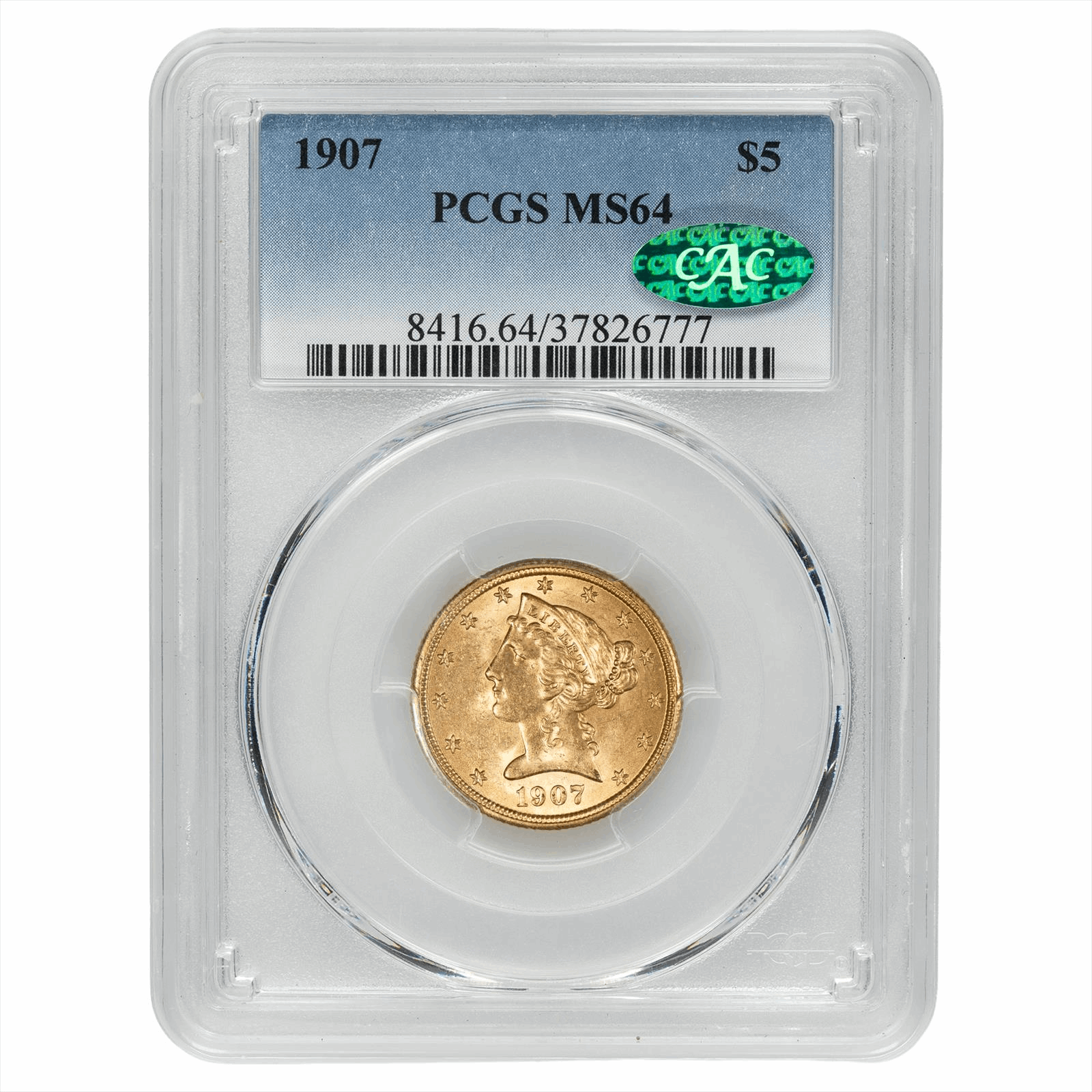1907 Liberty Head Gold Half Eagle $5 PCGS MS 64 CAC
