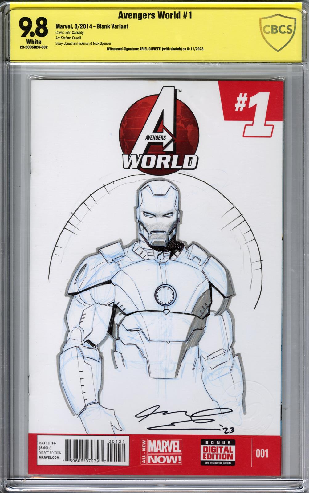 Avengers World#1 CBCS 9.8 Signed by Ariel Olivetti 