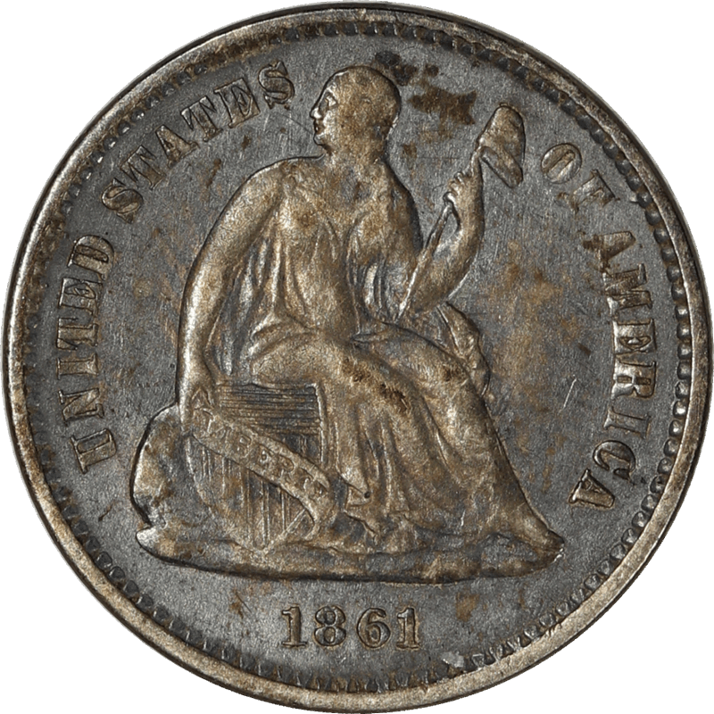 1861 Liberty Seated Half Dime 1/2 10c, Civil War Date Circulated, Very Fine