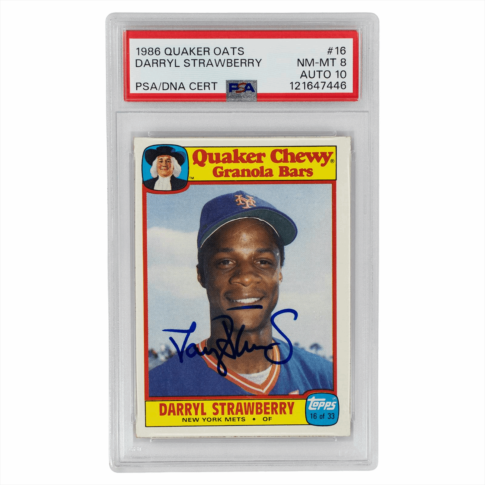 1986 Quaker Oats Darryl Strawberry #16 PSA NM-MT 8 Cert #121647446