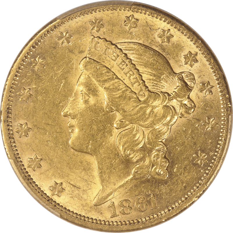 1861-S Liberty $20 Gold Double Eagle $20 PCGS  AU 55
