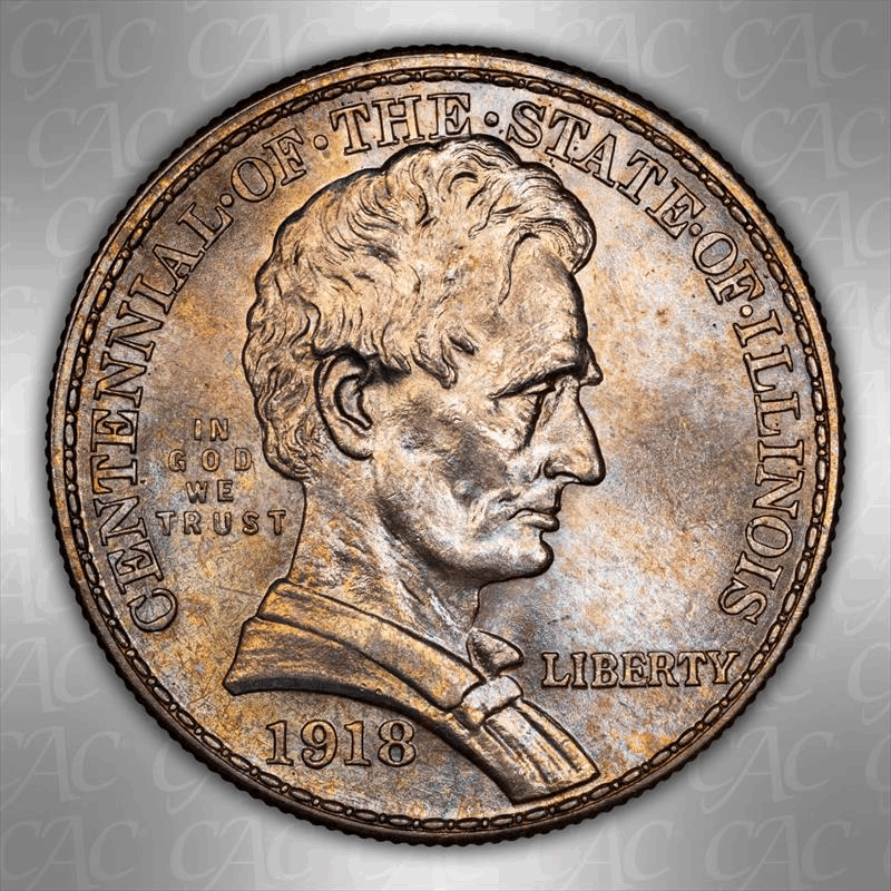 1918 50C Lincoln-Illinois CACG MS 66