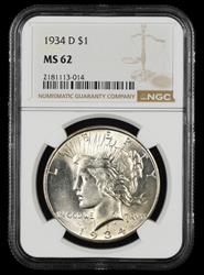1934 D $1 NGC MS 62
