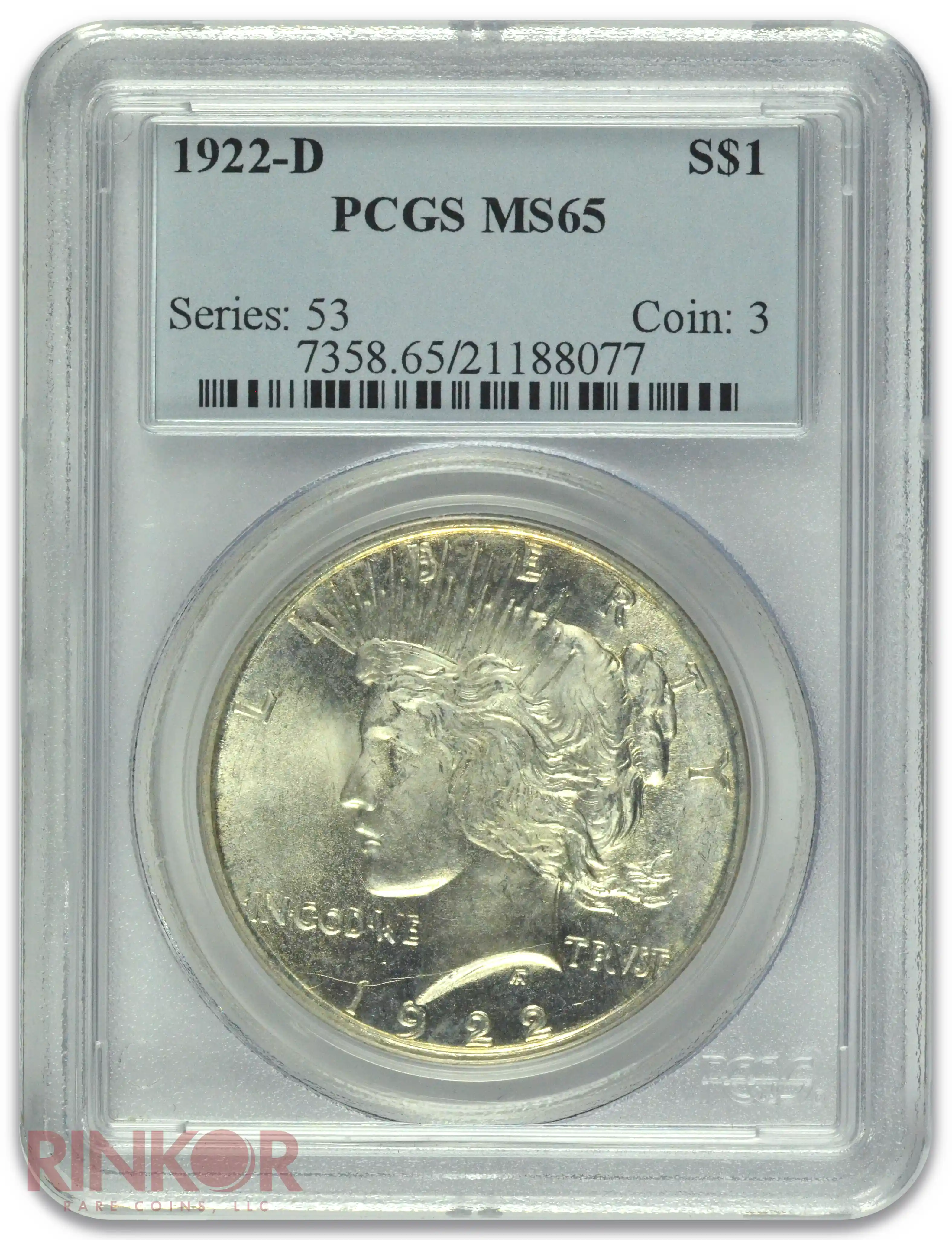 1922-D $1 Peace Dollar PCGS MS 65