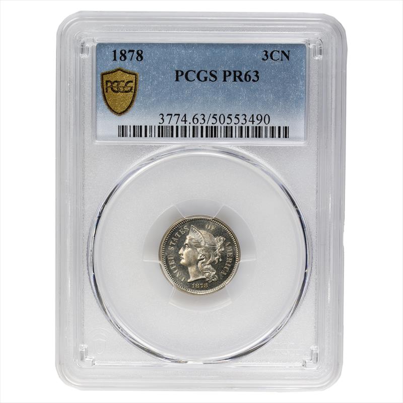 1878 Three Cent Nickel, 3CN PCGS PR 63