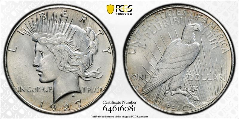 1927-S $1 PCGS MS 63 CAC
